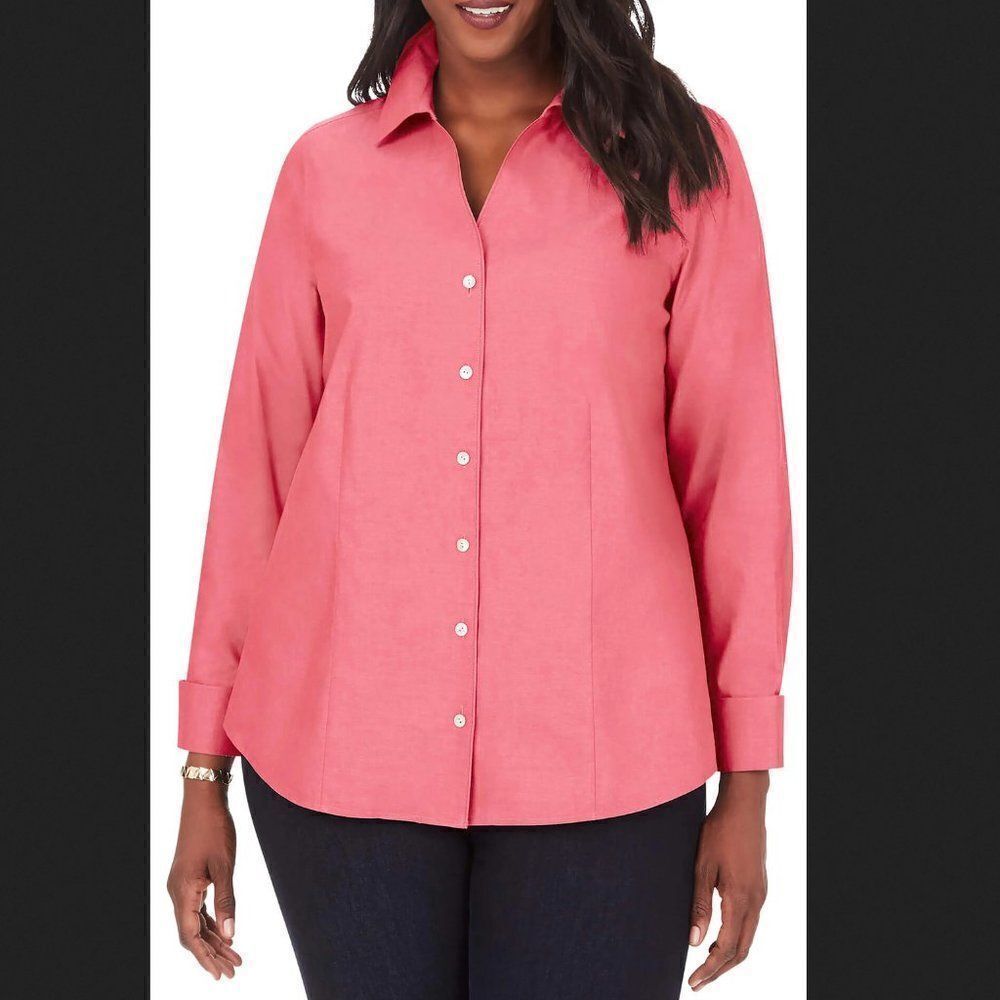 Foxcroft Pink Button Down Lauren Blouse‎ Size 18 Women